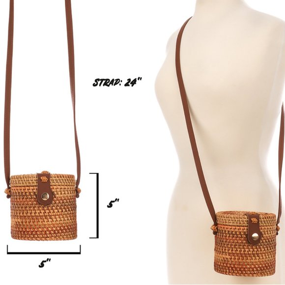 Bali Rattan Barrel Basket Bag - Picture 4 of 5